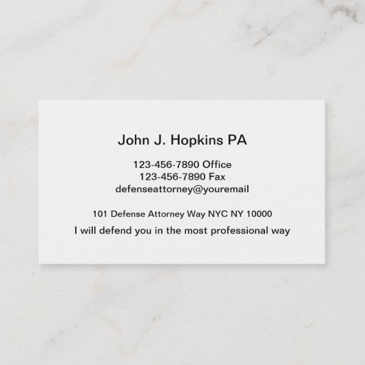 Classy Attorney Visitekaartjes (Achterkant)