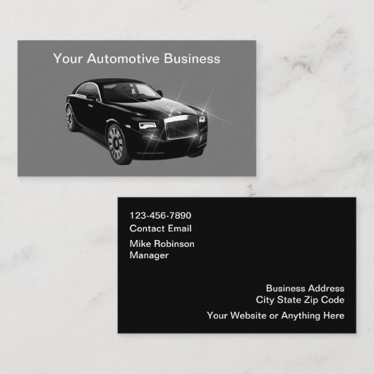 Classy Automotive Business Cards Online Design Visitekaartje (Voorkant / Achterkant)