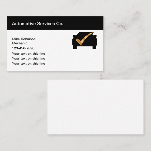 Classy Automotive Services Business Card-sjabloon Visitekaartje (Voorkant / Achterkant)