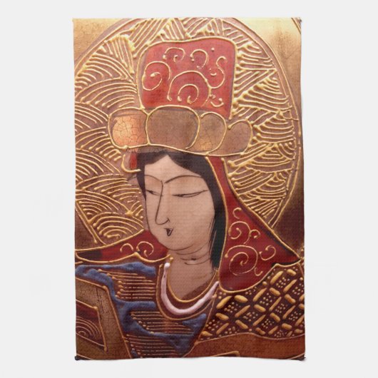 Classy Aziatische vrouw keukenhanddoek (Verticaal)
