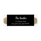 Classy B/W/Gold Flower retouradreslabels Etiket (Voorkant)
