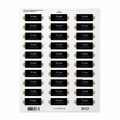 Classy B/W/Gold Flower retouradreslabels Etiket (Full Sheet)