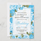 Classy Baby Blauw Bloemen Bruiloft Kaart (Voorkant)