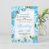 Classy Baby Blauw Bloemen Bruiloft Kaart (Staand voorkant)