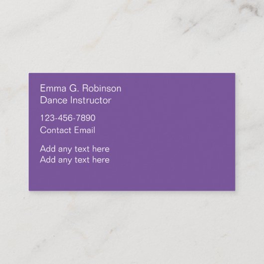 Classy Ballet Instructor Visitekaartjes (Achterkant)
