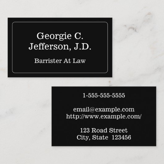 Classy Barrister bij het Visitekaartje van de wet (Voorkant / Achterkant)