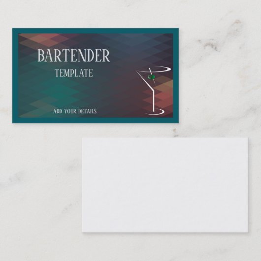 Classy bartender visitekaartjes (Voorkant / Achterkant)