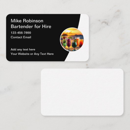 Classy Bartender voor Hire Visitekaartje (Voorkant / Achterkant)