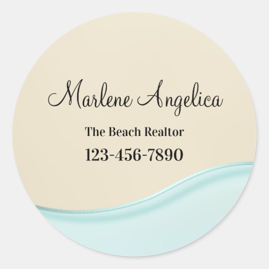 Classy Beach Thema Realtor Sticker Labels (Voorkant)