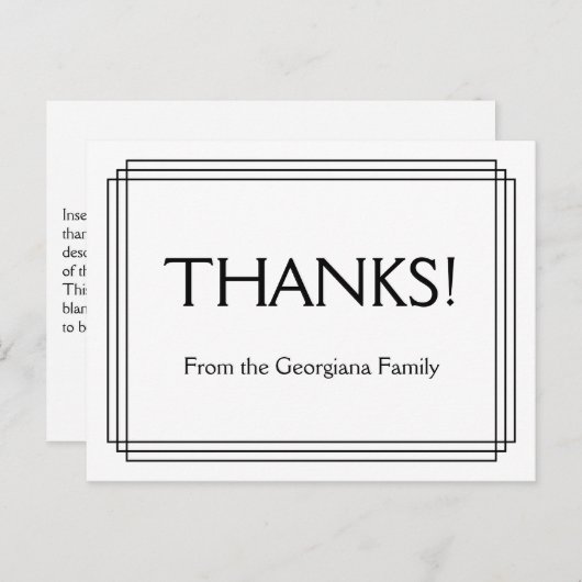 Classy "BEDANKT!" Briefkaart (Voorkant / Achterkant)