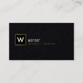 Classy bedrijfsmonogram op zwart premium visitekaartje (Voorkant)