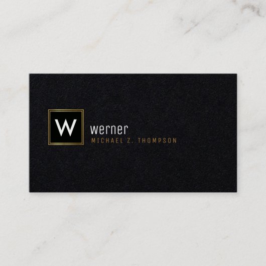 Classy bedrijfsmonogram op zwart premium visitekaartje (Voorkant)