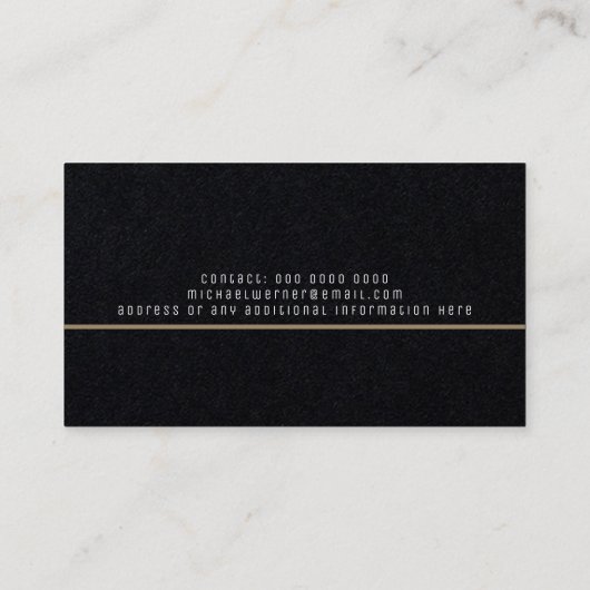 Classy bedrijfsmonogram op zwart premium visitekaartje (Achterkant)