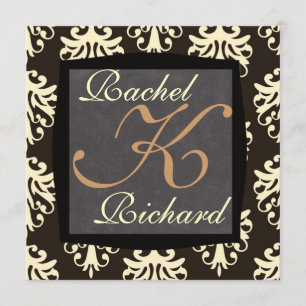 CLASSY Beige & Brown RENEWAL Wedding INVITATION Kaart