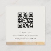 Classy Beige Gold Oil Paint Texture Logo QR Code Vierkante Visitekaartje (Achterkant)