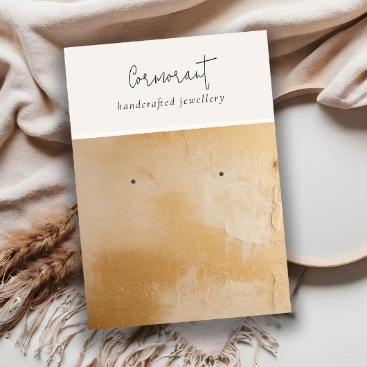 Classy Beige Gold Oil Paint Texture Oorbel Houder Visitekaartje