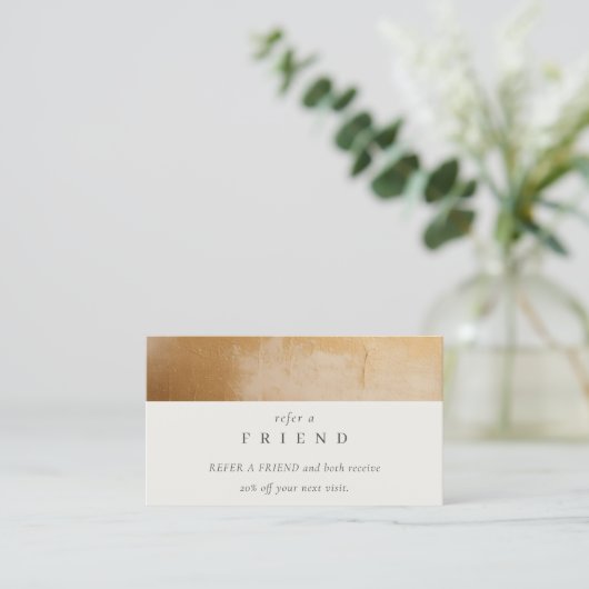 Classy Beige Gold Oil Paint Texture Verwijs een vr Visitekaartje (Staand voorkant)