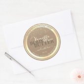 Classy Beige Product Verpakkingsetiketten Goud Lij Ronde Sticker (Envelop)
