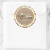 Classy Beige Product Verpakkingsetiketten Goud Lij Ronde Sticker (Tas)