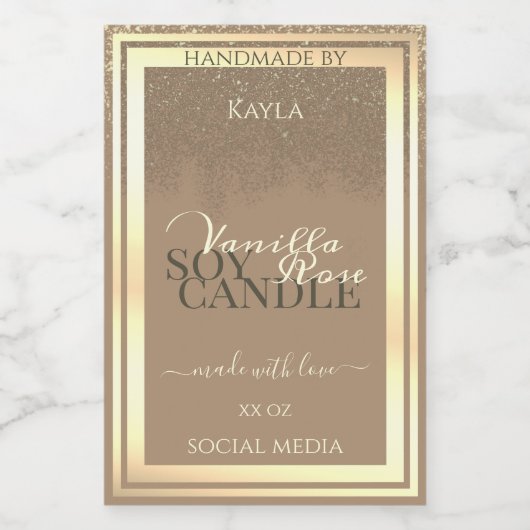 Classy Beige Product Verpakkingsetiketten Goud Lij Voedselcontainer Etiket (Enkel label)