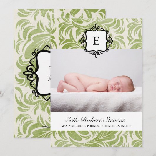 Classy Birth koninklijke fotokaart Aankondiging (Voorkant / Achterkant)