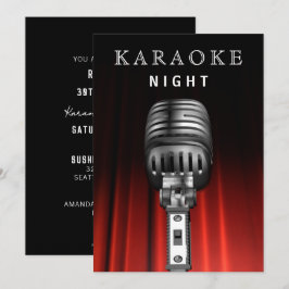 Classy Black 30th Birthday Karaoke Night Party Kaart