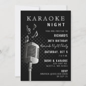 Classy Black 30th Birthday Karaoke Night Party Kaart (Voorkant)