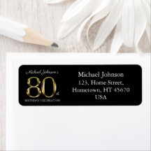 Classy Black 80th Birthday Solid Gold-tekstadres