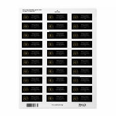 Classy Black 80th Birthday Solid Gold-tekstadres Etiket (Full Sheet)