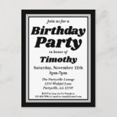 Classy Black Adult Birthday Party Uitnodiging Briefkaart (Voorkant)