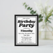 Classy Black Adult Birthday Party Uitnodiging Briefkaart (Staand voorkant)