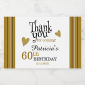 Classy Black And Gold 60th Birthday Thank You   Sparkling Wijnetiket (Enkel label)