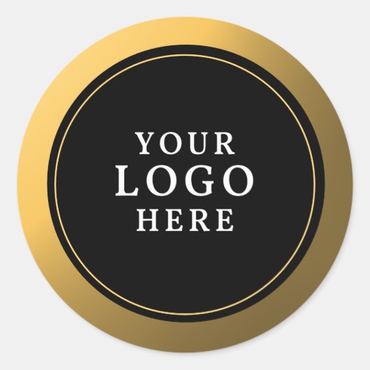 Classy Black and Gold Voeg uw Logo toe Ronde Sticker (Voorkant)