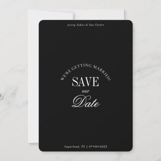 Classy Black and White Elegant Save the Date Card (Voorkant)