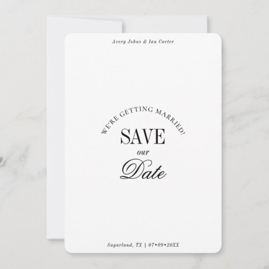 Classy Black and White Elegant Save the Date Card (Voorkant)