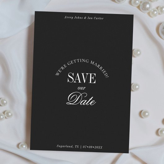 Classy Black and White Elegant Save the Date Card