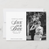Classy Black and White Elegant Save the Date Card (Voorkant)