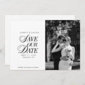 Classy Black and White Elegant Save the Date Card (Voorkant / Achterkant)