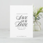 Classy Black and White Elegant Save the Date Card (Staand voorkant)
