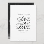 Classy Black and White Elegant Save the Date Card (Voorkant / Achterkant)