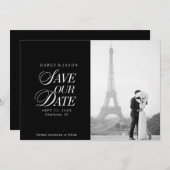 Classy Black and White Elegant Save the Date Card (Voorkant / Achterkant)