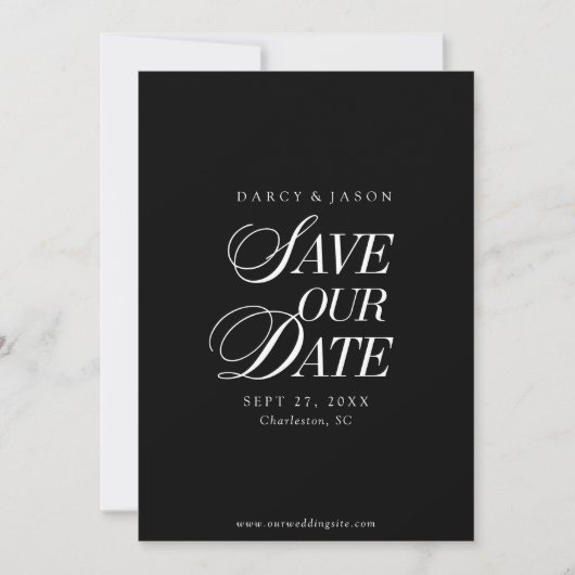 Classy Black and White Elegant Save the Date Card (Voorkant)