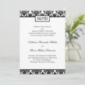 Classy Black and White Wedding Invitation Kaart (Staand voorkant)