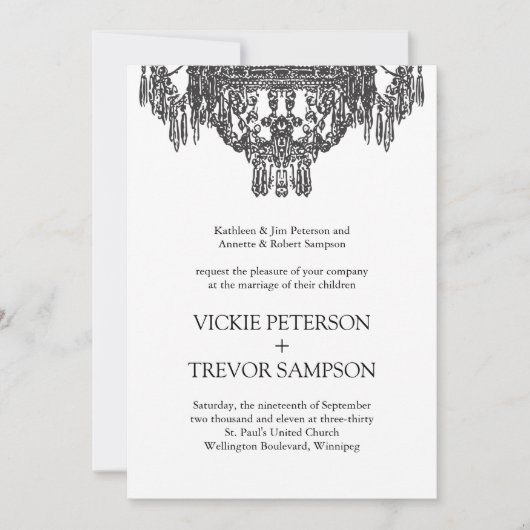 Classy Black and White Wedding Invitations Kaart (Voorkant)