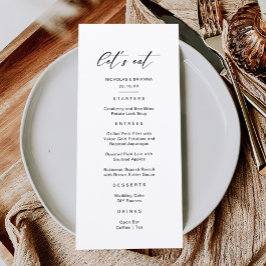 Classy Black and White Wedding Menu