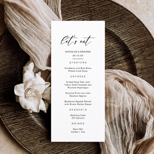 Classy Black and White Wedding Menu