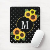 Classy Black Antiek Floral Polka Dots Monogram Muismat (Met muis)