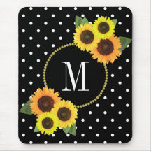 Classy Black Antiek Floral Polka Dots Monogram