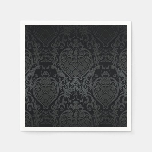 CLASSY BLACK BAROQUE CREST PATTERN NAPKIN DESIGN SERVET (Voorkant)