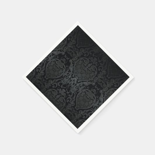CLASSY BLACK BAROQUE CREST PATTERN NAPKIN DESIGN SERVET (Hoek)